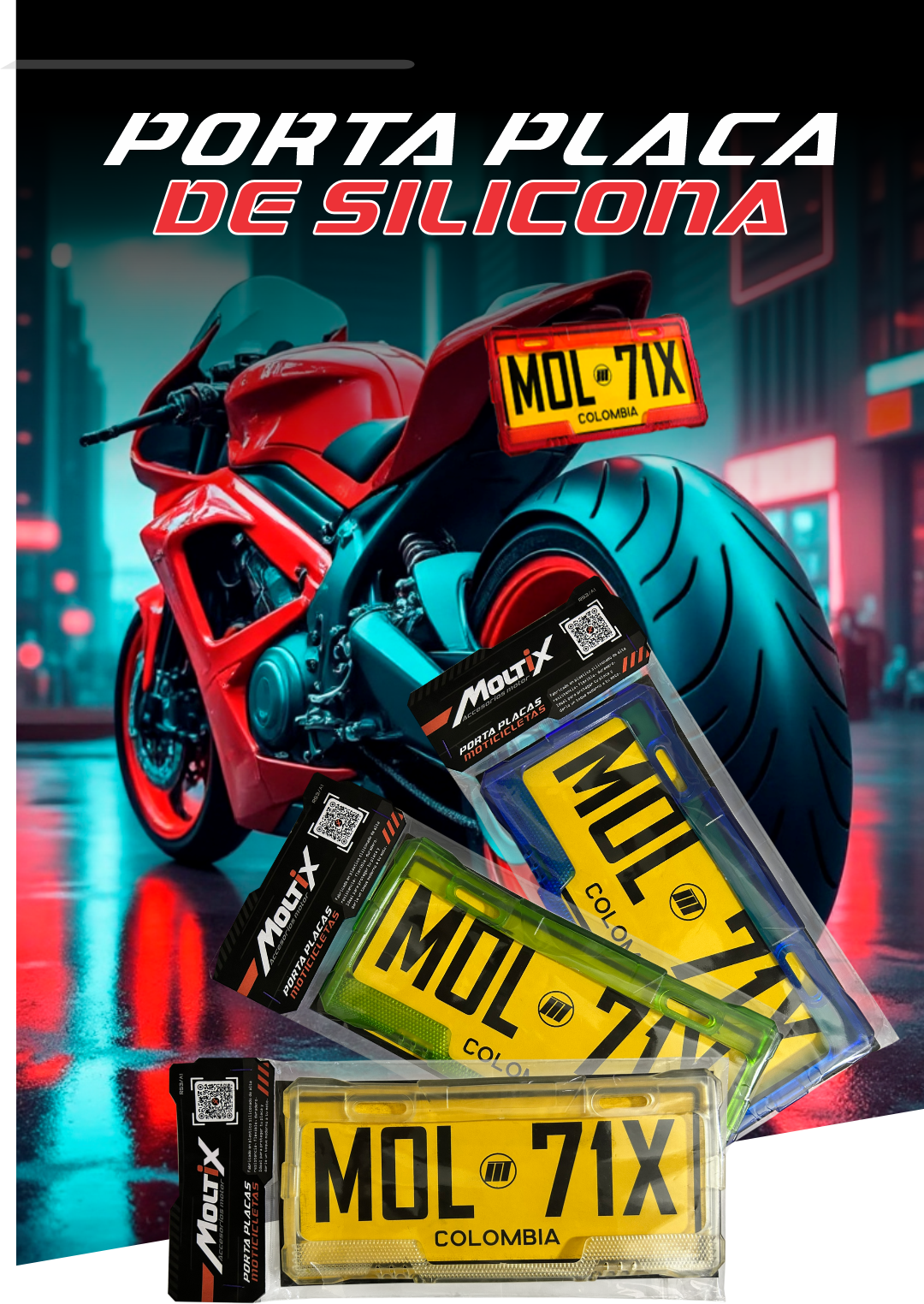 😎 Portaplacas Universal para Moto 🏁 – Plástico Siliconado Premium, Antivibración y Estilo 💯